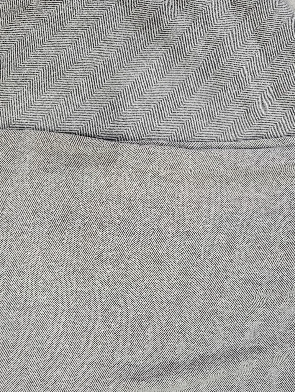 West Elm KING Gray Blue Herringbone Stripe Duvet Cover Organic Cotton Heavy